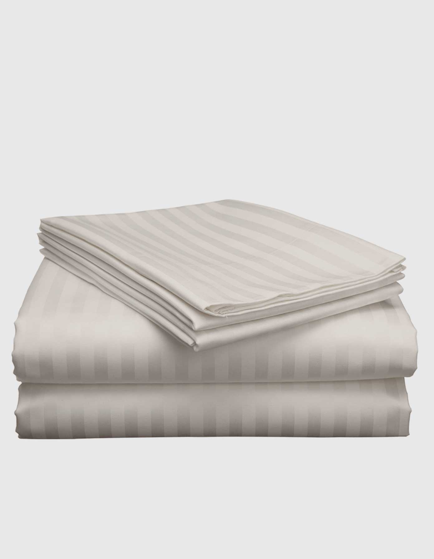 Flat Striped Set Polycotton - White color