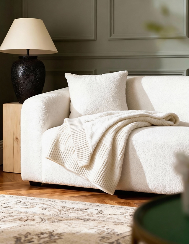 بطانية ديكور بنقشة بارزة بفرو