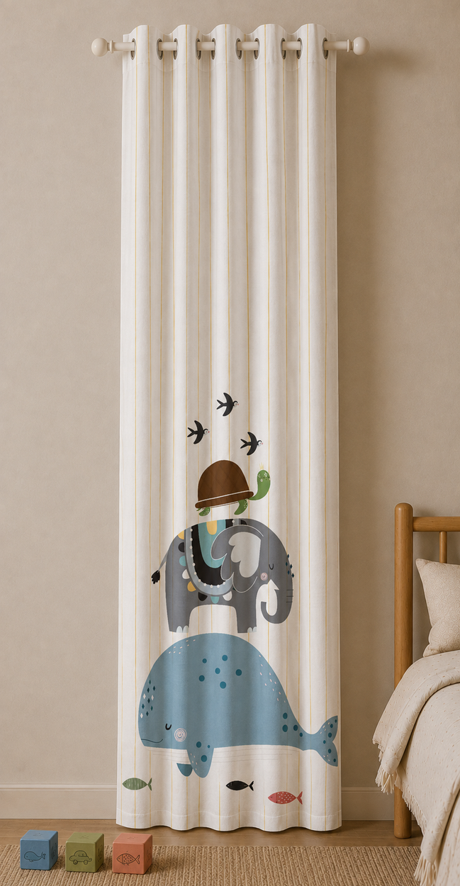 Kids Printed Curtain | Fun Character Design Bedroom Curtain 51