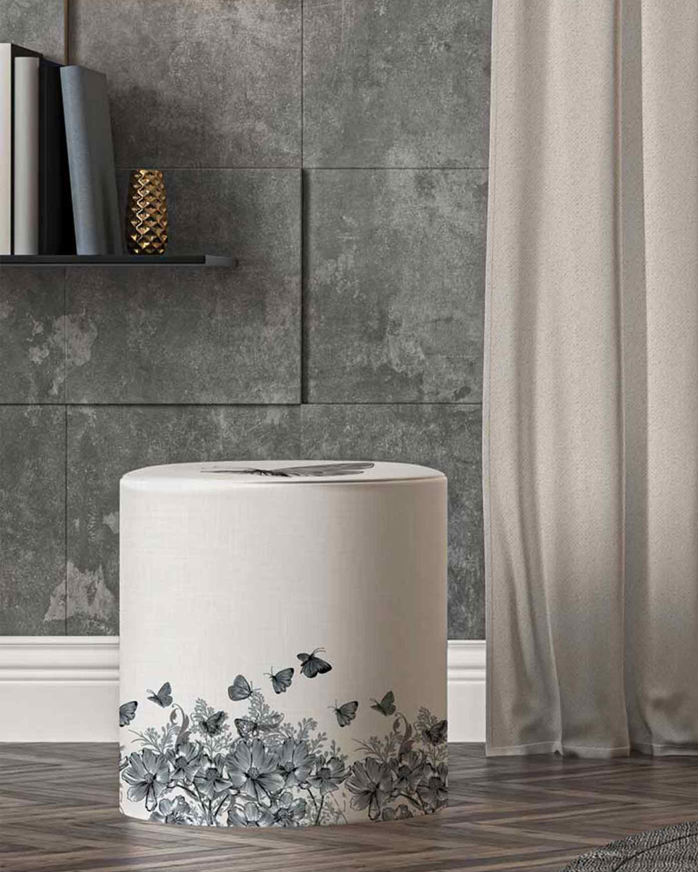 Printed Pouf 55×50 cm — Decorative Floor Pouf with Vibrant Print